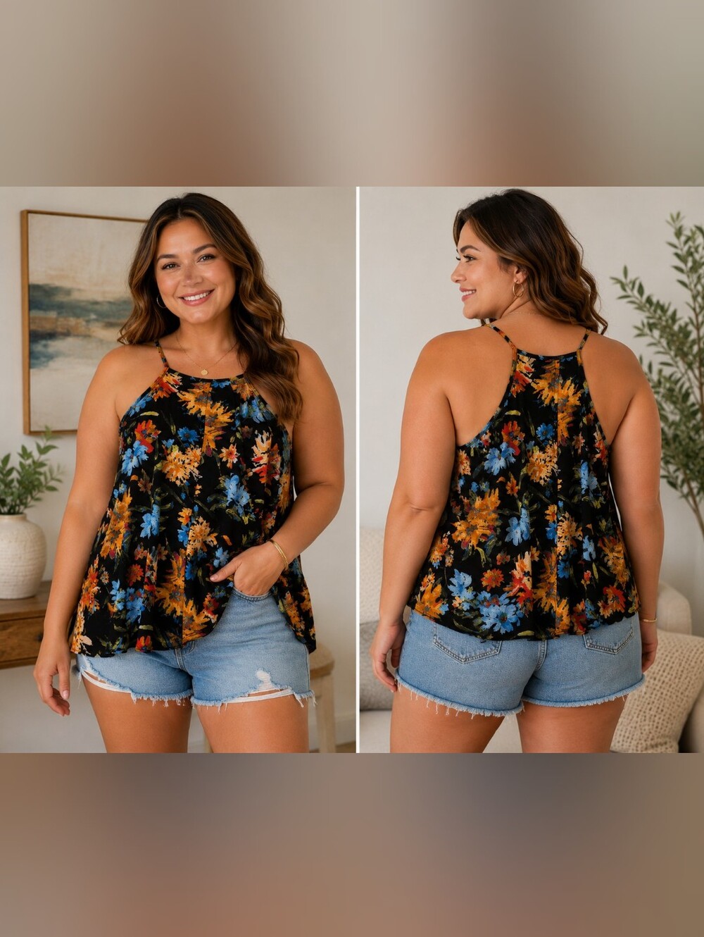 Tank Top With Scallop Hem by Ophelia Roe Size XL Racerback